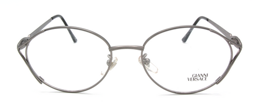 Oval style antique pewter metal spectacles by Versace at www.theoldglassesshop.co.uk