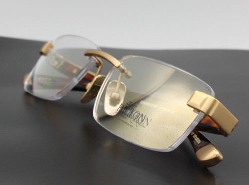 18kt gold plated titanium rimless glasses by Hilton London