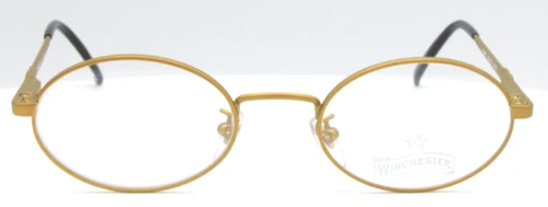 Winchester GRANT oval designer glasses in a yellow gold metal finish.