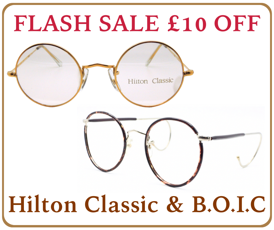 FLASH SALE, £10 OFF All Hilton Classic & BOIC eyewear made at Algha Works, London. Vintage but new and unworn.
