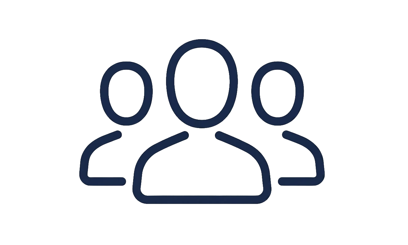 Icon with three outlines of people