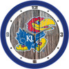Kansas Jayhawk - Weathered Wood Team Wall Clock