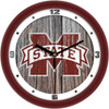 Mississippi State Bulldogs - Weathered Wood Team Wall Clock