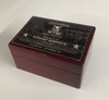 Rosewood stained piano finish jewelry box with beige felt lining.

CUSTOM FULL COLOR IMAGE ON TOP!
