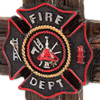 Firefighter Tribute Cross with Axes, Fire Department Seal Accents 