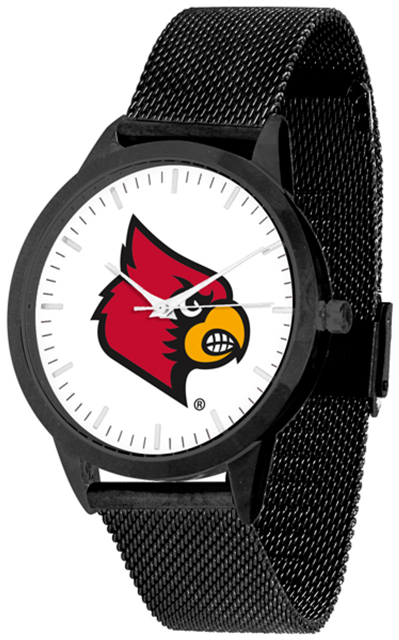 Men's Gold/Black Louisville Cardinals Stainless Steel Leather Band Watch