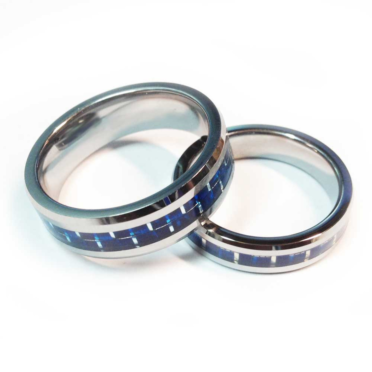 Tungsten Carbide With A Blue Line Ring