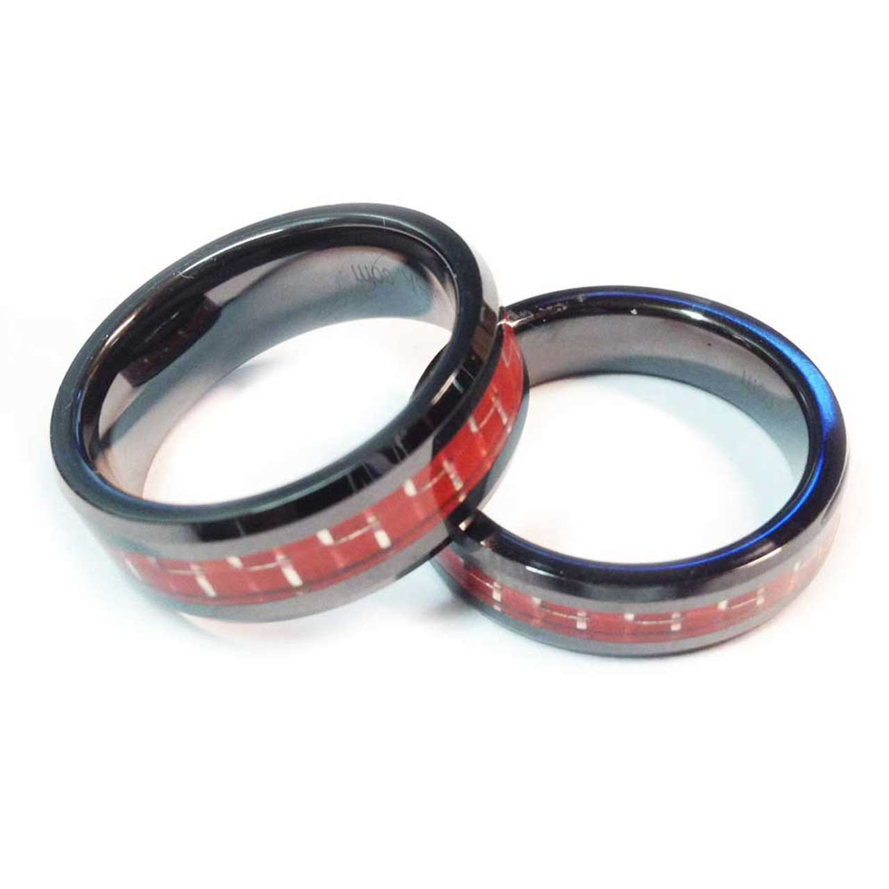 Firefighter Red Line Carbon Fiber Ring