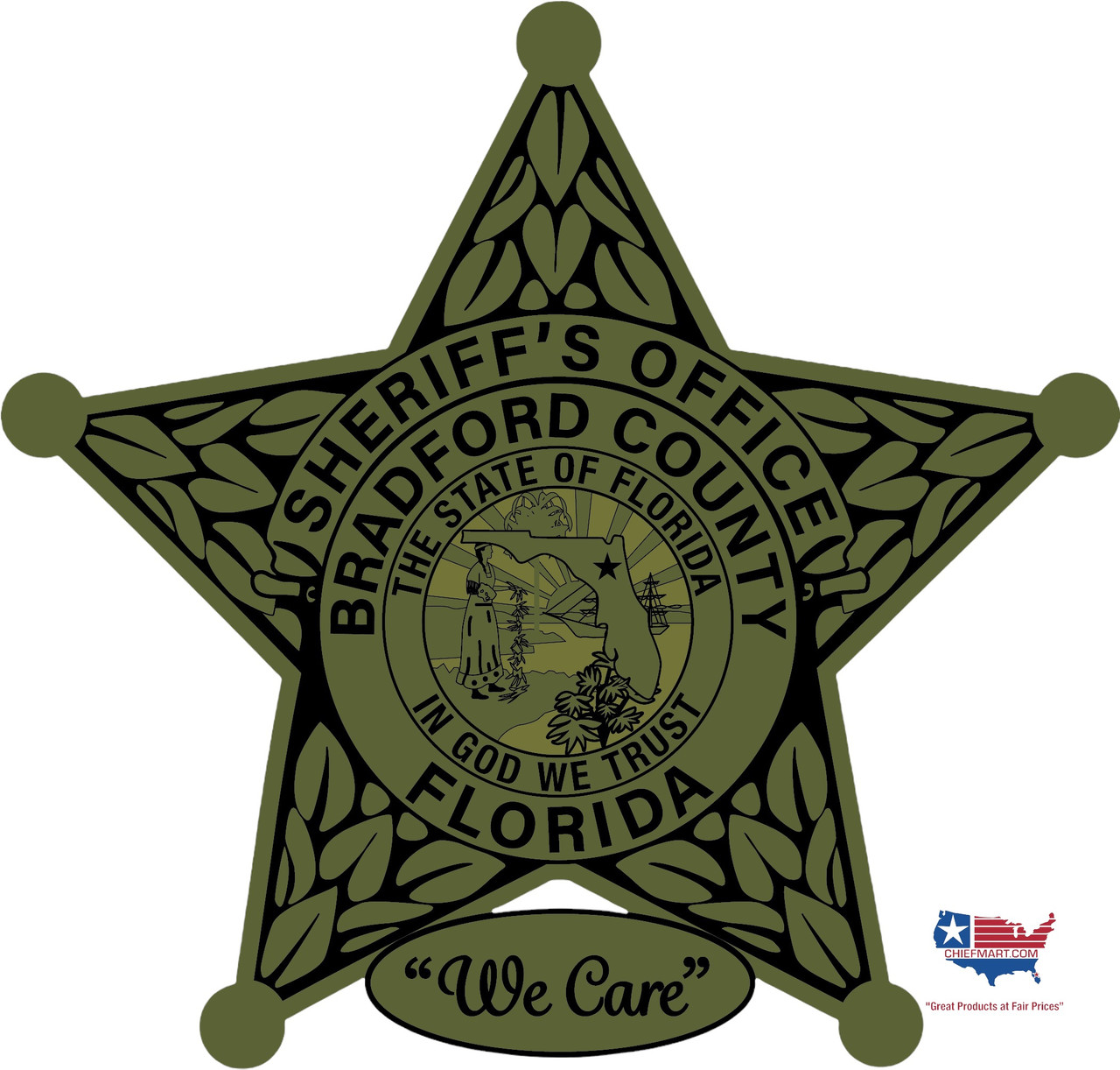 BRADFORD COUNTY SHERIFF FL FLEX PATCH OD GREEN