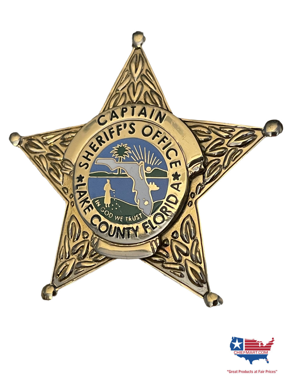 LAKE County Sheriff CAPTAIN Sheriff's STAR FLAT BADGE