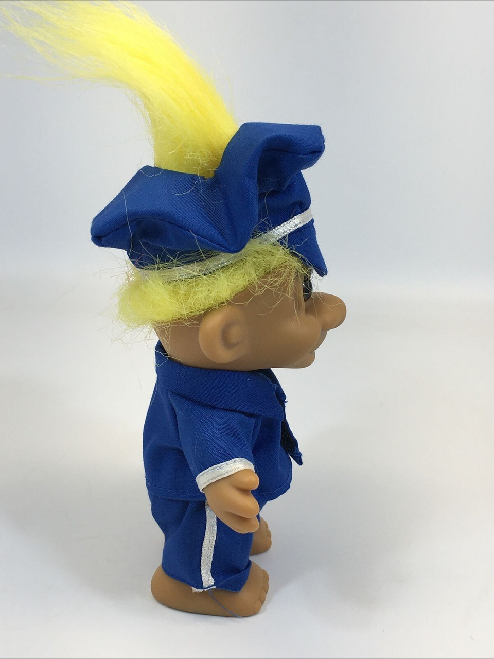 Vintage Russ 5” Policeman Troll Doll Police Officer Yellow Hair