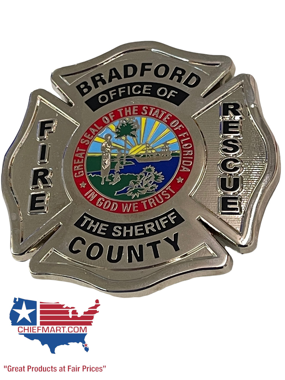 BRADFORD COUNTY FIRE DEPT FL BADGE SILVER
