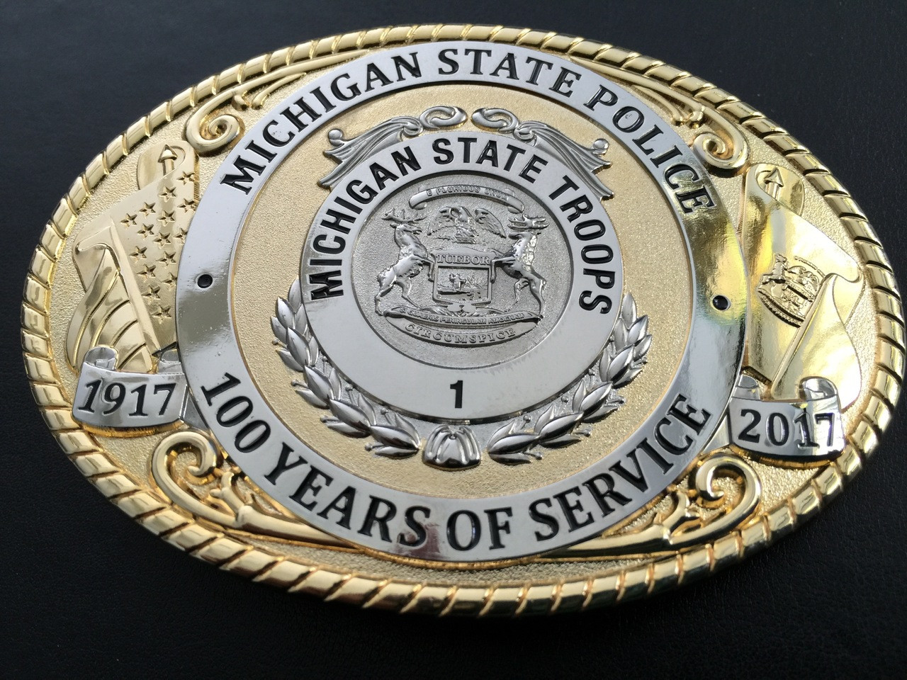 Michigan State Police 100th Anniversary Buckle