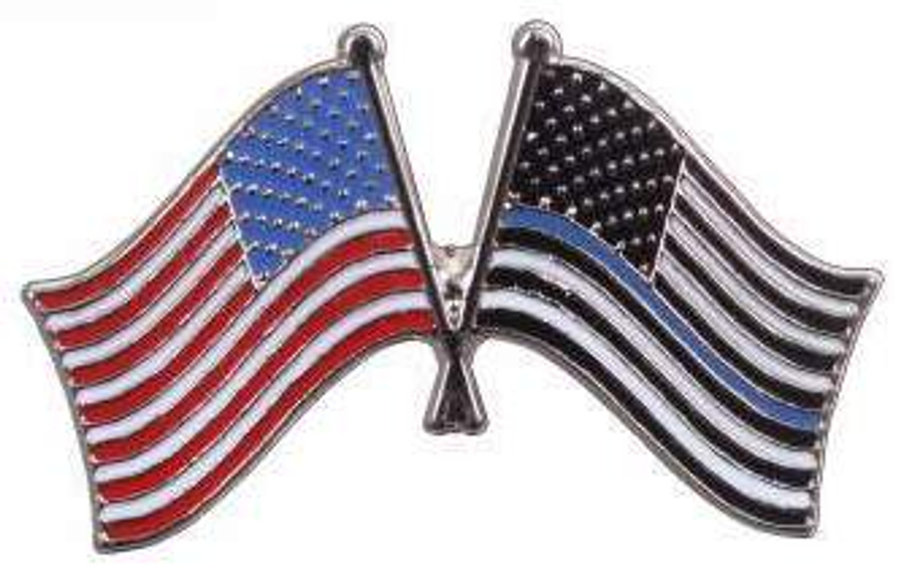 Thin Blue Line Us Flag Pin