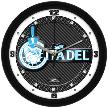 Citadel Bulldogs - Carbon Fiber Textured Team Wall Clock