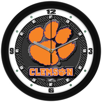 Clemson Tigers - Carbon Fiber Textured Team Wall Clock