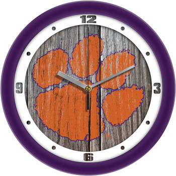 Clemson Tigers - Weathered Wood Team Wall Clock