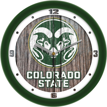 Colorado State Rams - Weathered Wood Team Wall Clock