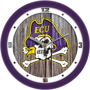 East Carolina Pirates - Weathered Wood Team Wall Clock