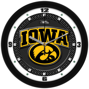 Iowa Hawkeyes - Carbon Fiber Textured Team Wall Clock