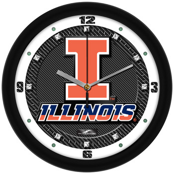 Illinois Fighting Illini - Carbon Fiber Textured Team Wall Clock