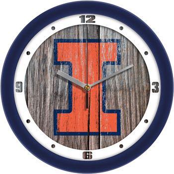 Illinois Fighting Illini - Weathered Wood Team Wall Clock