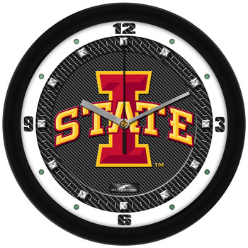 Iowa State Cyclones - Carbon Fiber Textured Team Wall Clock