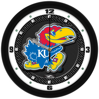 Kansas Jayhawk - Carbon Fiber Textured Team Wall Clock