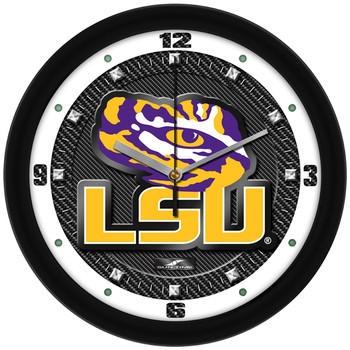 LSU Tigers - Carbon Fiber Textured Team Wall Clock