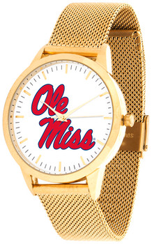 Mississippi Rebels - Ole Miss - Mesh Statement Watch - Gold Band