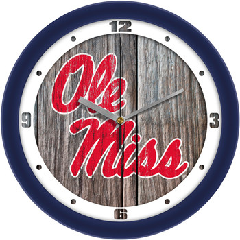 Mississippi Rebels - Ole Miss - Weathered Wood Team Wall Clock