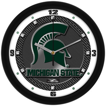 Michigan State Spartans - Carbon Fiber Textured Team Wall Clock