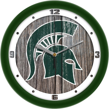 Michigan State Spartans - Weathered Wood Team Wall Clock