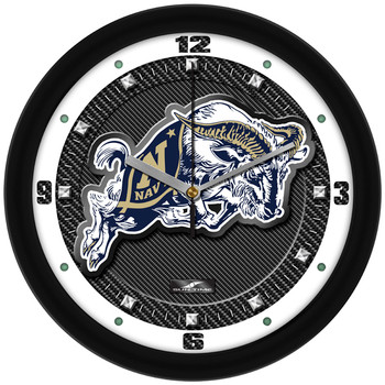 Naval Academy Midshipmen - Carbon Fiber Textured Team Wall Clock