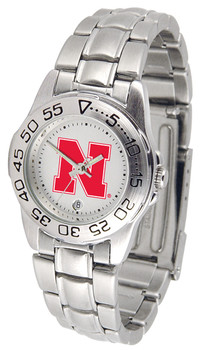 Ladies' Nebraska Cornhuskers - Sport Steel Watch