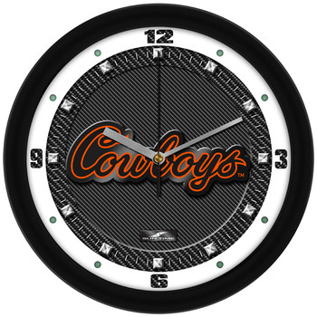 Oklahoma State Cowboys - Carbon Fiber Textured Team Wall Clock