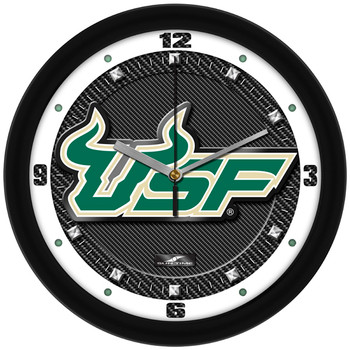 South Florida Bulls - Carbon Fiber Textured Team Wall Clock