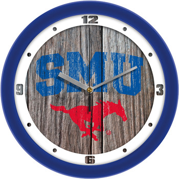 Southern Methodist University Mustangs - Weathered Wood Team Wall Clock