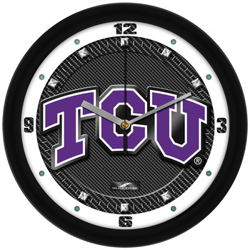 Texas Christian Horned Frogs - Carbon Fiber Textured Team Wall Clock