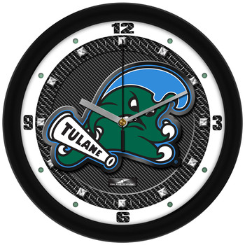 Tulane University Green Wave - Carbon Fiber Textured Team Wall Clock