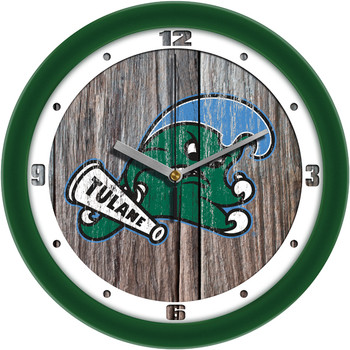 Tulane University Green Wave - Weathered Wood Team Wall Clock