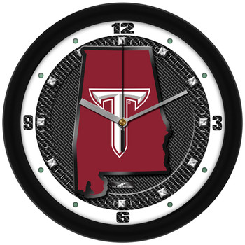 Troy Trojans - Carbon Fiber Textured Team Wall Clock