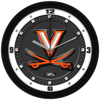 Virginia Cavaliers - Carbon Fiber Textured Team Wall Clock