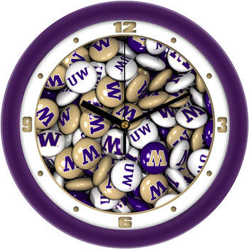 Washington Huskies - Candy Team Wall Clock