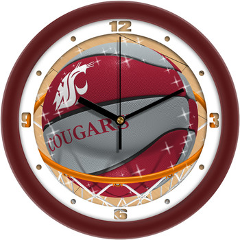 Washington State Cougars - Slam Dunk Team Wall Clock