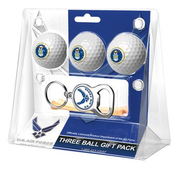 US Air Force - 3 Ball Gift Pack with Key Chain Bottle Opener