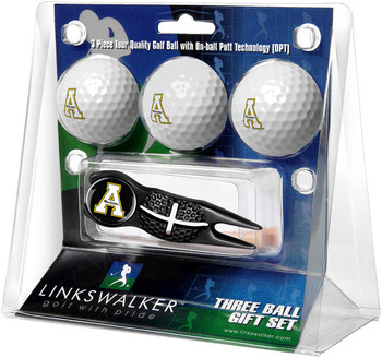 Appalachian State Mountaineers - Black Crosshair Divot Tool 3 Ball Gift Pack