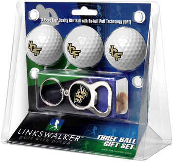 Central Florida Knights - 3 Ball Gift Pack with Key Chain Bottle Opener