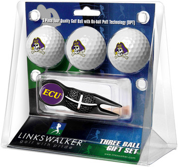 East Carolina Pirates - Black Crosshair Divot Tool 3 Ball Gift Pack