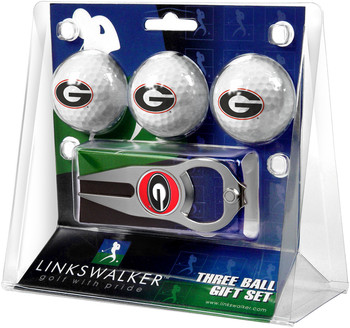 Georgia Bulldogs - 3 Ball Gift Pack with Hat Trick Divot Tool